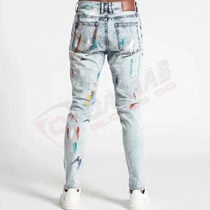 High Street Fashion Hommes Femmes Jeans-Rétro Élastique-Stretch Slim-Fit Déchiré Peint-Designer Crayon-Pantalon Avec Des Impressions Personnalisées - Product Image 2