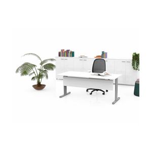 Escritorio de Oficina Superior 160 Estructura blanca de roble blanqueado-Escritorio funcional de diseño contemporáneo-Perfecto para oficinas elegantes - Product Image 1