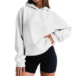 <b>Women's</b> Winter Loose <b>Fleece</b> <b>Hoodie</b> Solid Color 100% Cotton Waterproof Breathable Casual Plus Size Sweatshirt - Product Image 5