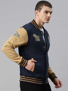 Nueva chaqueta Varsity azul marino de diseño de tendencia para hombres con 2 bolsillos laterales Letterman College Baseball Bomber chaqueta Varsity para hombres - Product Image 5