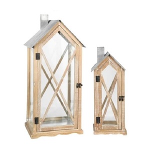 Linternas de madera de diseño personalizado decorativas, farol de madera personalizado, contenedor de velas rústicas de madera natural - Product Image 3