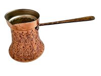 Cafetière turque en laiton martelé à la main, écologique, 250 ml, pour cuisinière, avec poignée en bois, Ibrik Cezve