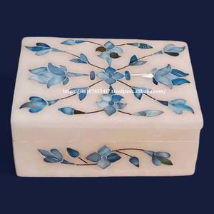 Caja de incrustaciones de mármol superior de diseño hecho a mano súper clásico con arte Floral sólido calidad de construcción para almacenamiento de joyas artículo de regalo - Product Image 4