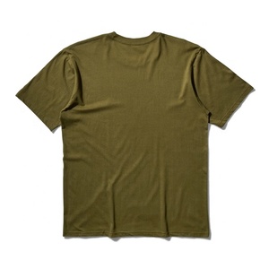 Camiseta de cuello de poliéster de algodón verde oliva de alta calidad estilo informal 260 gramos peso de tela serigrafía frente en blanco - Product Image 3