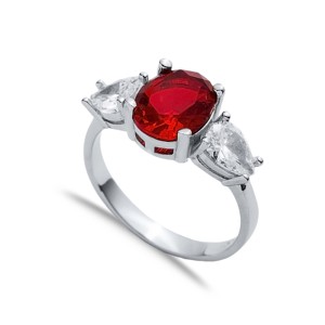 Oval <b>Garnet</b> Pear CZ Stone Wholesale Turkish Handmade 925 Sterling <b>Silver</b> Jewelry Cluster <b>Rings</b> for Women - Product Image 1
