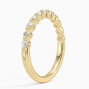 Diamant certifié cultivé en laboratoire or jaune 14 carats demi-éternité bande de qualité supérieure bijoux fins de luxe bague de mariage cadeau pour maman - Product Image 2