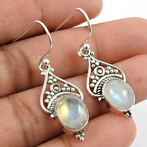 2024 Latest Design Oval Shape Natural Rainbow Moonstone Trendy <b>Earrings</b> <b>Solid</b> 925 Sterling <b>Silver</b> Handmade <b>Earring</b> Manufacturer - Product Image 6