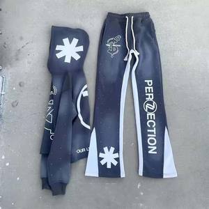 Ensemble sweat à capuche et pantalon unisexe personnalisé en molleton respirant pour homme, style streetwear hiver - Product Image 1