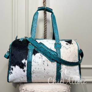 กระเป๋าหนังวัวแท้กระเป๋าใส่ของอเนกประสงค์, กระเป๋าเดินทางใช้ได้ทั้งชายและหญิงกระเป๋าสะพายเส้นผมสีเทอร์ควอยซ์ขนาดใหญ่ - Product Image 1