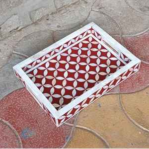 Plateau de service incrusté de nacre et de résine pour la décoration intérieure de luxe écologique Cadeau Ramadan au parfum de lavande et de thé - Product Image 1