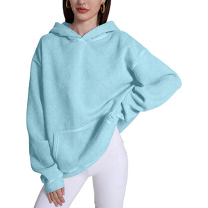 Sudadera con capucha de rizo francés de algodón con logotipo personalizado, venta al por mayor, sudaderas con capucha Vintage para mujer, Sudadera con capucha de lavado ácido de gran tamaño - Product Image 2