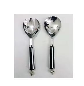 Juego de ensaladas de Metal niquelado plateado con mango de latón para Decoración de mesa, juego de cuchara y tenedor para servir - Product Image 2