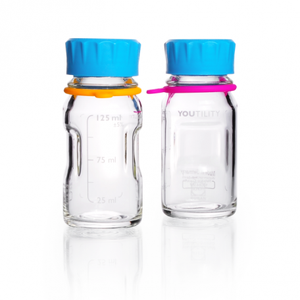YOUTILITY para Botella de Vidrio Schott DURAN de 125 ml con Tapa y Anillo, Paquete de 4 - Product Image 1