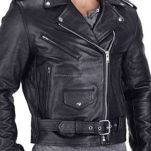 Veste en cuir de motard noir Offre Spéciale pour hommes avec fermeture à glissière col à revers taille ceinturée idéale pour Streetwear moto équitation - Product Image 6