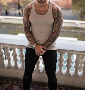 Camisetas sin mangas personalizadas baratas al por mayor, diseño corto en blanco para fitness, gimnasio muscular, ejercicio, camiseta sin mangas con tirantes - Product Image 2