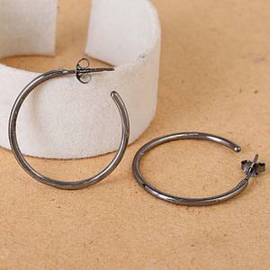 เข้ามาใหม่น้ำหนักเบาอินเทรนด์ปรับจริง925เงินสเตอร์ลิงสีดำโรเดียมธรรมดาห่วงต่างหูเครื่องประดับผู้ค้าส่งผู้ผลิต - Product Image 2