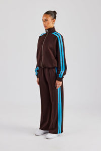 Ensemble de survêtement deux pièces de haute qualité en tissu bleu avec fermeture éclair pour femmes, sweat-shirt et pantalon de jogging, pour la salle de sport, l'entraînement et le streetwear - Product Image 4