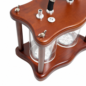 Ensemble de pipe à eau vintage avec cadre en bois, double bouteille en verre, LED, poignée de tuyau supérieure en aluminium, télécommande, finition ambre pour W - Product Image 3