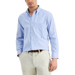 Camicia da Uomo Club Room in Popeline 100% Cotone Vestibilità Regolare Blu Taglia 16.5/34/35 Antipiega Casual Tessuto Intrecciato - Product Image 1
