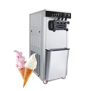 Máquina expendedora automática de helados con estructura de acero inoxidable de 3 sabores, máquina comercial de helados de servicio suave