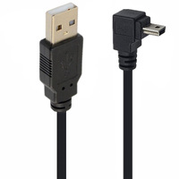 Ángulo recto Mini USB A macho a Mini USB B Adaptador de cable de carga macho de 5 pines