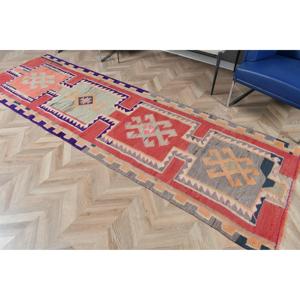 3.1x9.8 ft Rug, <b>Runner</b> Turkish Rug, <b>Red</b> Kilim Solid Rug - Product Image 5
