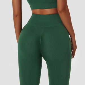 Venta al por mayor Fabricante de cintura alta de las mujeres Fitness Gym Leggings Colores personalizados Pantalones de yoga con el trasero fruncido Deportes Leggings de yoga - Product Image 3