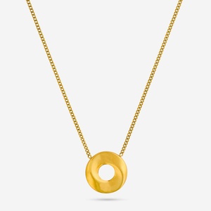 Collier géométrique en alliage de zinc plaqué or pour cadeau, motif numérique, maillons, accent diamant et perle, acier inoxydable, cuivre - Product Image 3