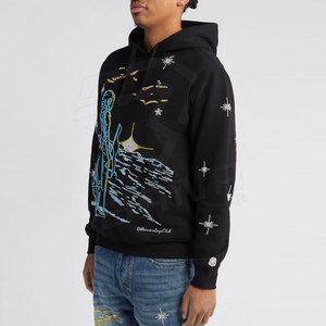 Tops informales de invierno para hombre, sudaderas con capucha de manga larga, Color sólido, estilo callejero, ajuste holgado, hecho Pakistán, poliéster/algodón - Product Image 2