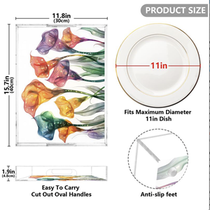 Plateau de service de luxe en <span class=keywords><strong>acrylique</strong></span> transparent avec <span class=keywords><strong>impression</strong></span> UV personnalisée, motif HD, organisateur de rangement décoratif en Lucite pour la maison et le bureau - Product Image 2