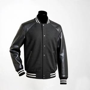 Logo personnalisé brodé coupe-vent hip-up baseball en cuir vintage mode sport surdimensionné streetwear veste universitaire - Product Image 5