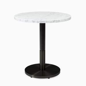 Mesa de Centro Moderna de Primera Calidad con Tapa de Mármol Blanco y Base de Metal, Redonda, para Interiores, Muebles de Sala de Estar para el Hogar - Product Image 1