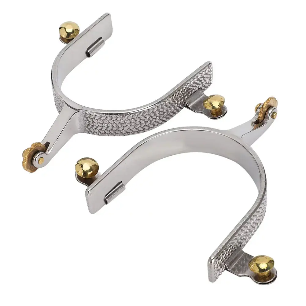 Horse Spurs Stainless Steel Riding Horse Roping Spurs com bronze Gear para homens Acessórios de equitação