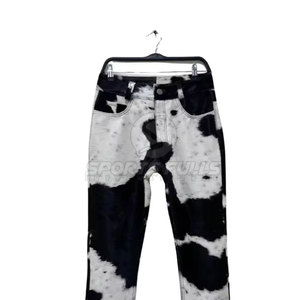 Pantalones de cuero con pelo de cintura media de lona recta de diseñador exclusivo para hombres Edición limitada Piel de vaca natural - Product Image 3