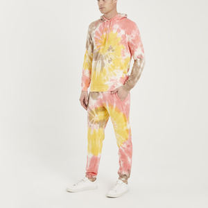 ชุดวอร์มผ้าฝ้ายทรงถุงมีฮู้ดและกางเกงวอร์มสำหรับผู้ชายชุดวอร์มผ้าฟลีซย้อมสีแบบกำหนดเองโลโก้ได้ - Product Image 1