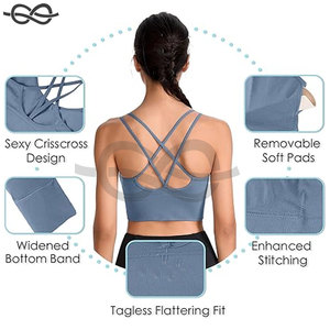 Sujetadores deportivos con espalda cruzada, sujetadores cortos con tiras acolchadas, entrenamiento de Yoga, Fitness, actividades de bajo impacto, cómodo, elegante, soporte activo - Product Image 4
