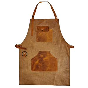 Delantal de salón de herramientas de trabajo de cuero de alta calidad con logotipo personalizado, delantales de uso de Chef en casa de alta calidad, delantales de cocina para barbacoa ignífugos - Product Image 1