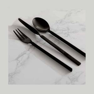 Unique Design Matte <b>Black</b> Finished Flatware Set with Unique <b>Round</b> Handle Luxury Stainless Steel Flatware Utensils - Product Image 3