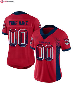 Maillot de football 100% polyester personnalisé rouge noir gris maille dérive mode respirant à manches courtes solide avant imprimé Techniques - Product Image 2