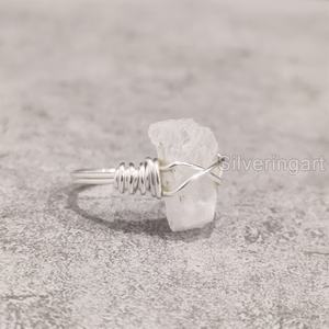 Bijoux en pierre brute Bague pour femme Pierre de lune arc-en-ciel naturelle Pierre de naissance de juin Bijoux en fil métallique Bague en argent sterling 925 - Product Image 4