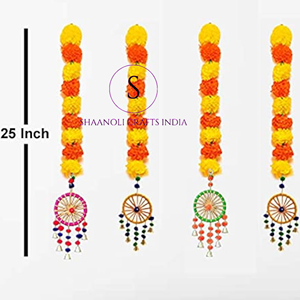 Cordes de souci suspendues de porte de fleur artificielle multicolore indienne avec attrape-rêves décors de mariage décor de balcon suspendu - Product Image 6