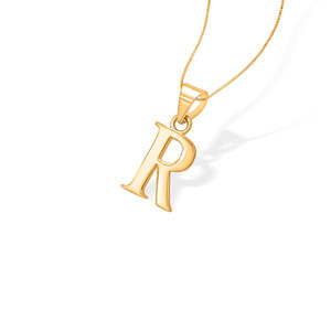 Colgante con letra R en oro amarillo, regalo unisex - Product Image 4