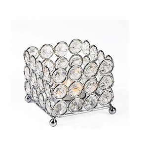 Round Votive Crystal Tea Light Holder Shiny <b>Silver</b> Plating Decorative Dining Table Centerpiece for Sale - Product Image 2