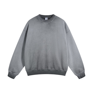 Wholesale Custom Oversized Men <b>Jumper</b> Drop Shoulder Blank Acid Wash Pullover Classic <b>Boxy</b> Fit Hoodie Crew Neck Sweatshirt - Product Image 2