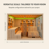 Ploutara Grande Salle de Sauna Infrarouge Intérieure Grande Capacité en Bois de Pruche, Design Moderne, Verre Panoramique, Modulaire, Sur Mesure, pour Villa, Hôtel, Spa et Ambiance