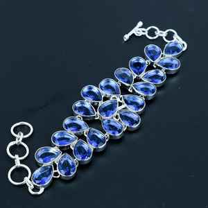 ลดกระหน่ำ925สเตอร์ลิงเงินสร้อยข้อมือผู้หญิงปรับได้พลอยแทนซาไนต์สีฟ้าเครื่องประดับแฟชั่นของขวัญน่ารัก - Product Image 4