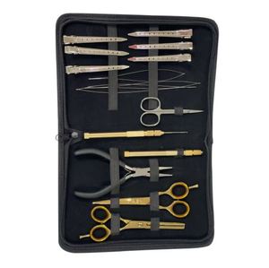 Kit de herramientas de extensión de cabello chapado en oro de acero inoxidable alemán cinta en alicates de extensión de cabello puntos de silicona kit de herramientas de salón de belleza - Product Image 3
