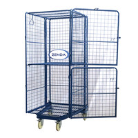 Conteneur mobile logistique à roulettes avec étagères, chariot pliable en fil métallique pour centres de distribution et supermarchés