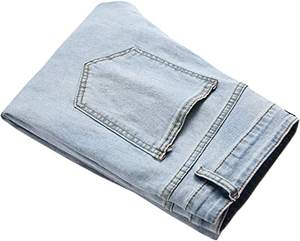 Pantalones Vaqueros Ajustados de Mezclilla para Hombre, Estilo Desgastado, Rectos, Ajustados, Transpirables, Elásticos, a la Moda, para Hombre - Product Image 1