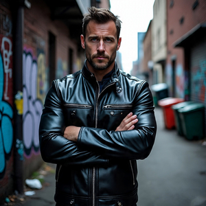 Chaqueta de motocicleta de alta calidad para hombre, cuello alto, piel de oveja, cuero PU, bolsillos delanteros, cremallera completa, ropa de abrigo de tela cálida para motorista - Product Image 5